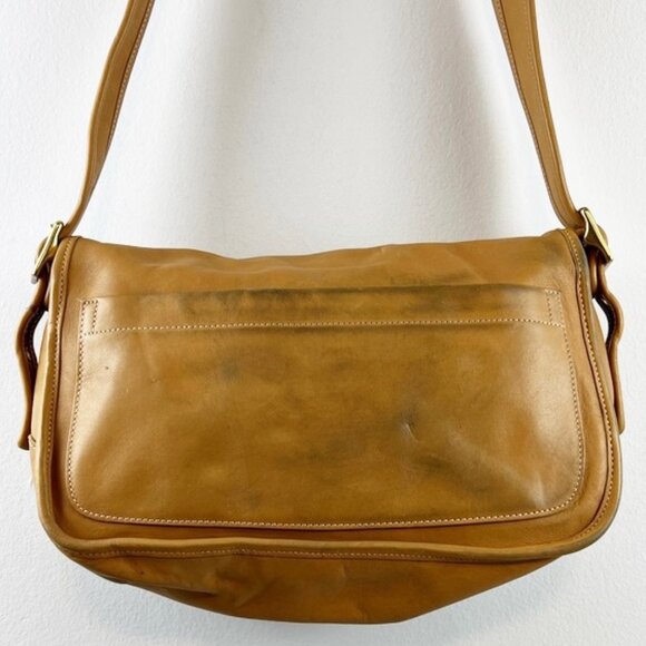 RARE Coach Legacy Saddle Soft Leather Buckle Field Crossbody Bag Tan 9128 - Picture 7 of 16